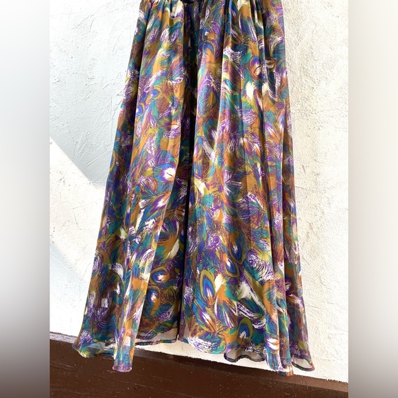 Vintage 80’s Peacock Feathers Party Dress 🦚/ 80’s Prom Dress/ Boho Party Dress - Picture 11 of 17